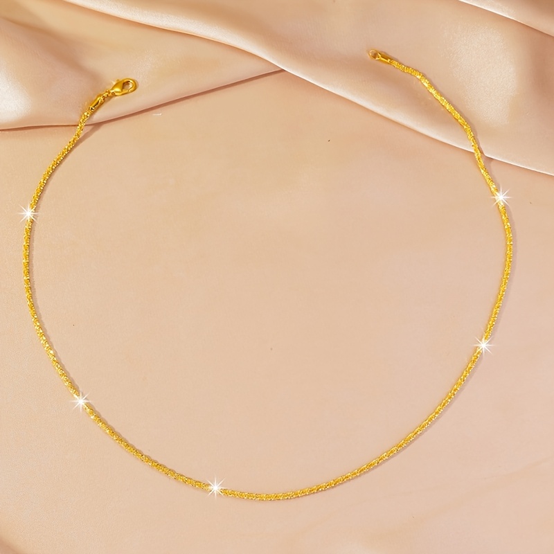 Women's 18K Gold Plated Stainless Steel Shimmering Thin Chain Necklace